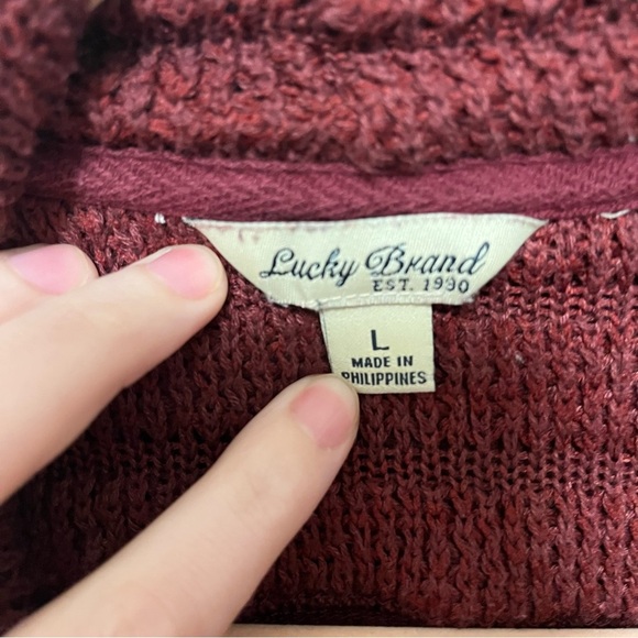 Lucky Brand waterfall sweater cardigan women's large burgundy red open front - Picture 4 of 5